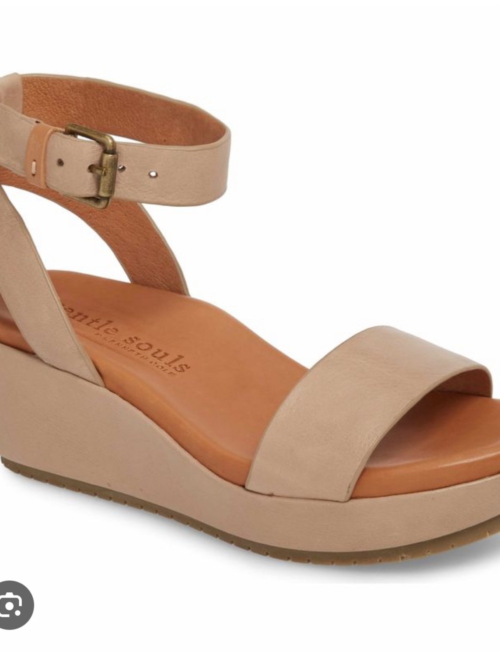 NWT Gentle Souls Morrie Mushroom Champaign Hongo Ankle-Strap Wedge Sandal 8